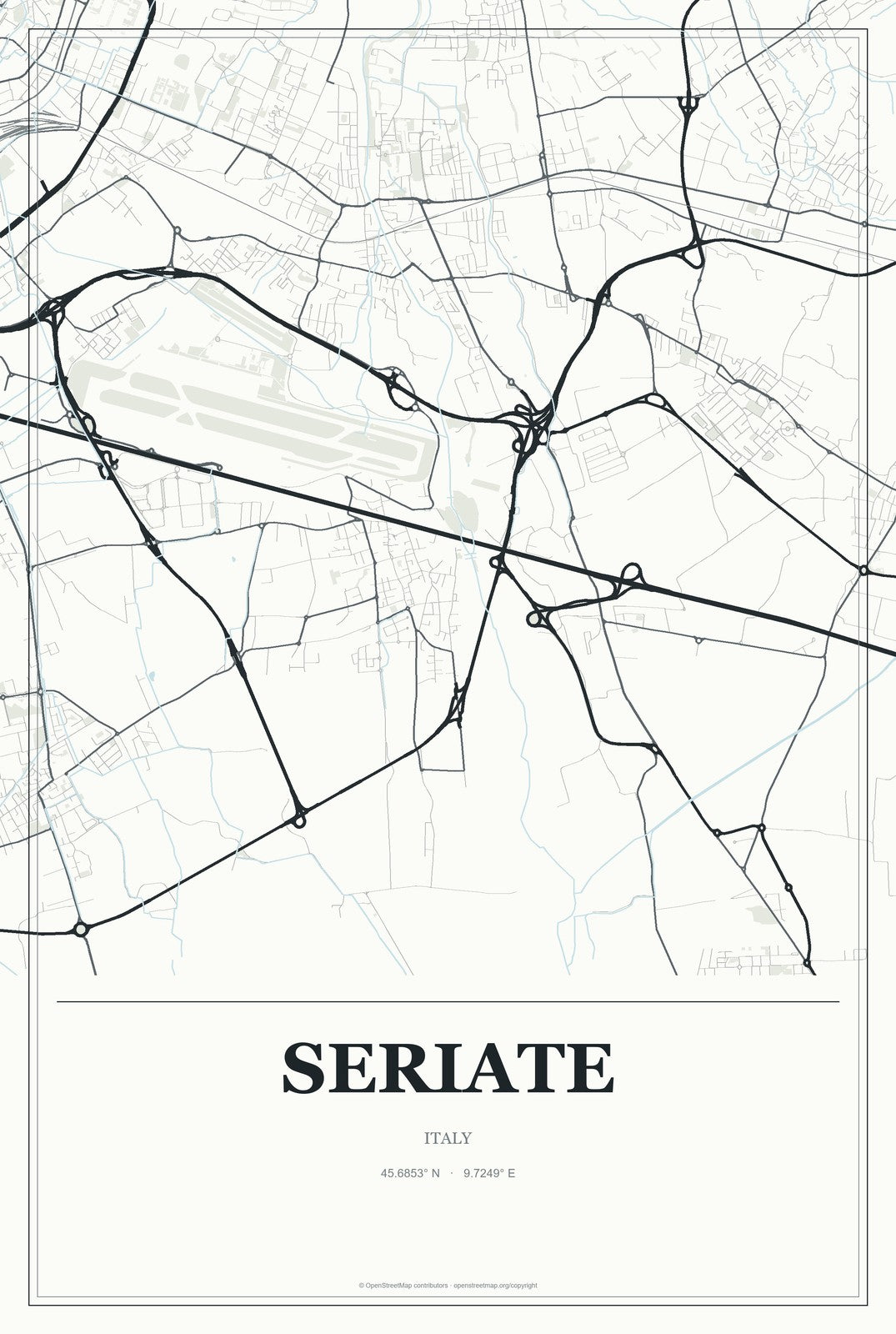 Seriate, Italy City Map Aluminum Sign in Gallery Air style