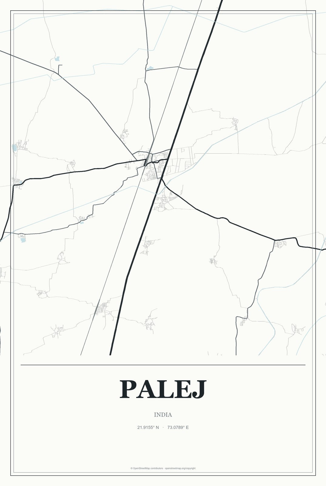Palej, India City Map Aluminum Sign in Gallery Air style
