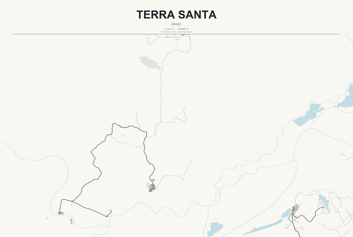 Terra Santa, Brazil City Map Aluminum Sign in Headline Atlas style