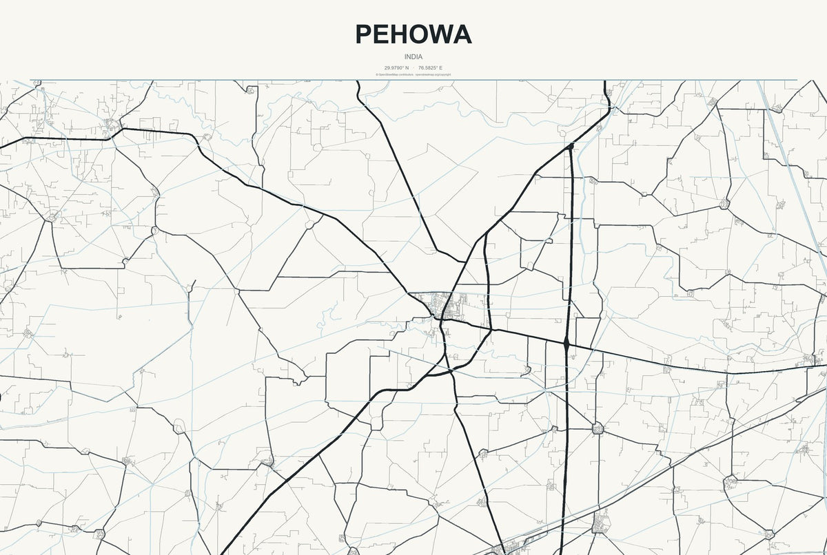 Pehowa, India City Map Aluminum Sign in Headline Atlas style
