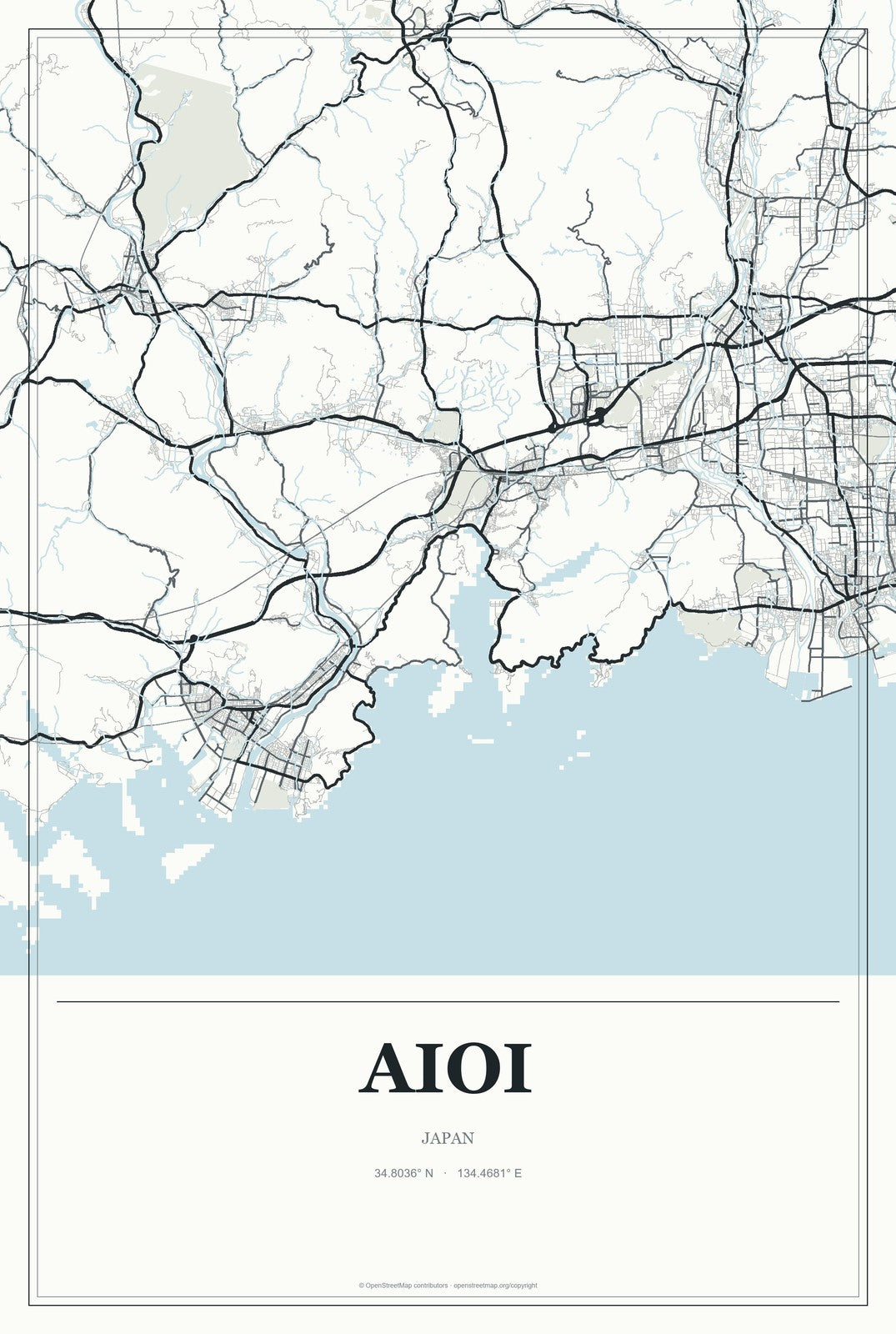 Aioi, Japan City Map Aluminum Sign in Gallery Air style