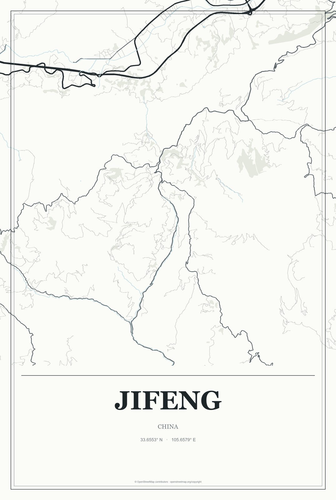 Jifeng, China City Map Aluminum Sign in Gallery Air style
