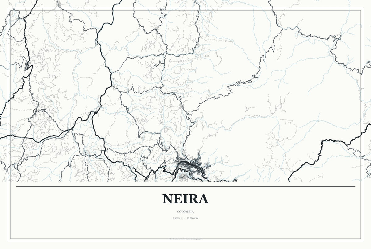 Neira, Colombia City Map Aluminum Sign in Gallery Air style
