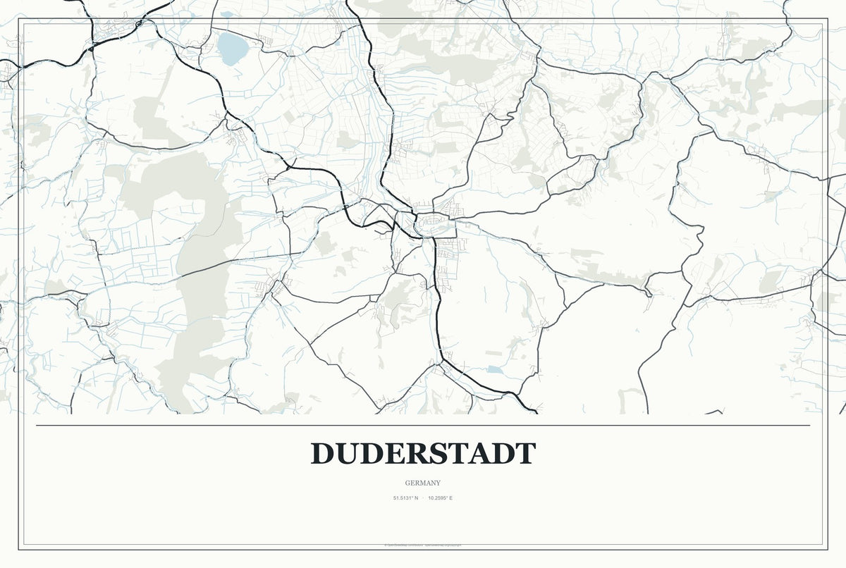 Duderstadt, Germany City Map Aluminum Sign in Gallery Air style