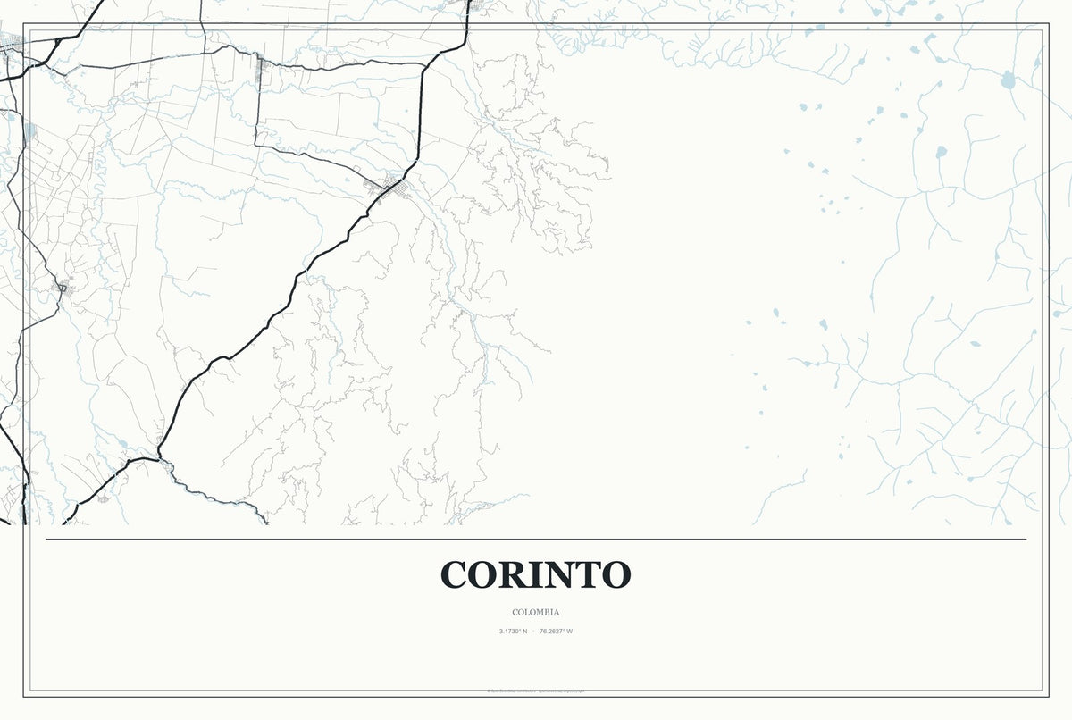 Corinto, Colombia City Map Aluminum Sign in Gallery Air style