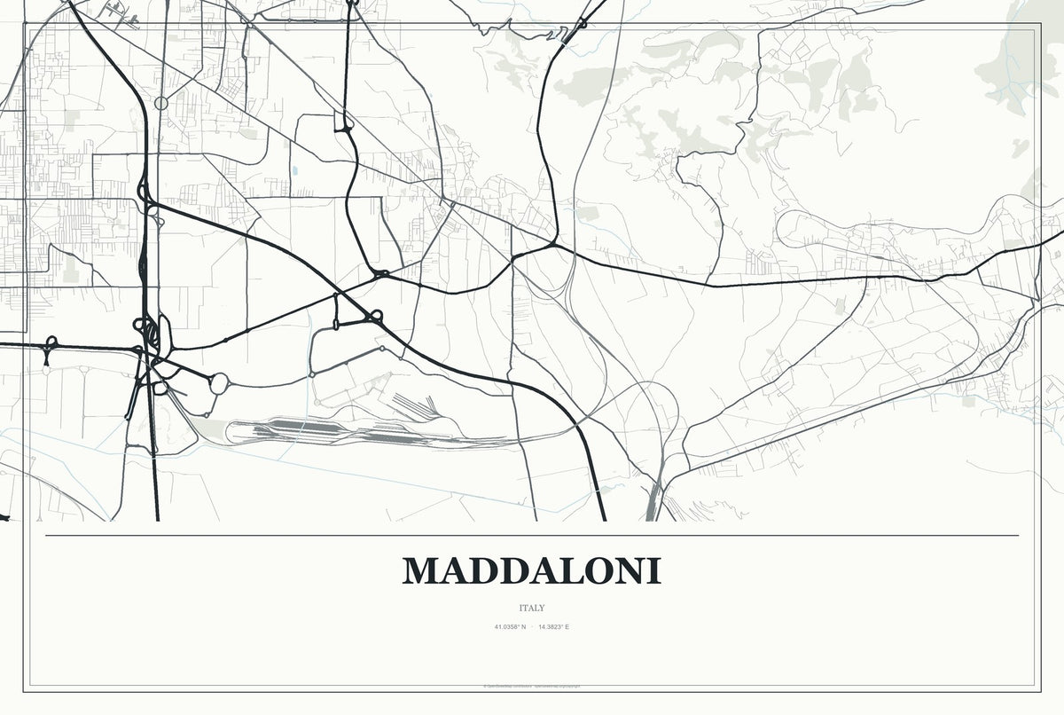 Maddaloni, Italy City Map Aluminum Sign in Gallery Air style