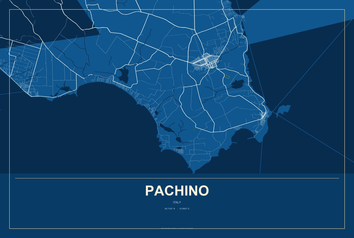 Pachino, Italy City Map Aluminum Sign in Harbor Cobalt style