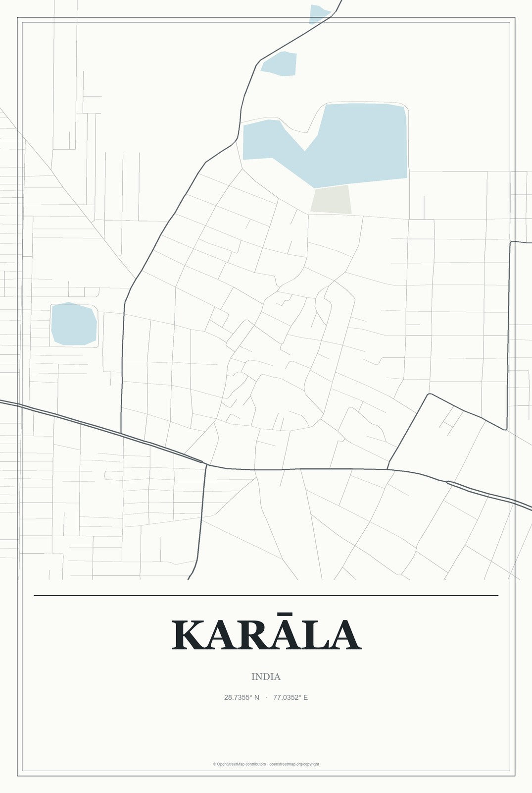 Karāla, India City Map Aluminum Sign in Gallery Air style