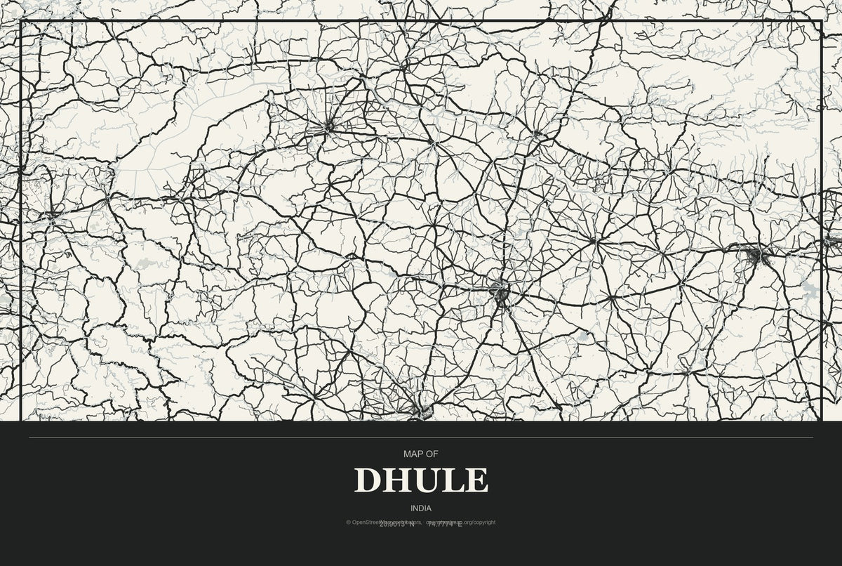 Dhule, India City Map Aluminum Sign in Museum Plaque style