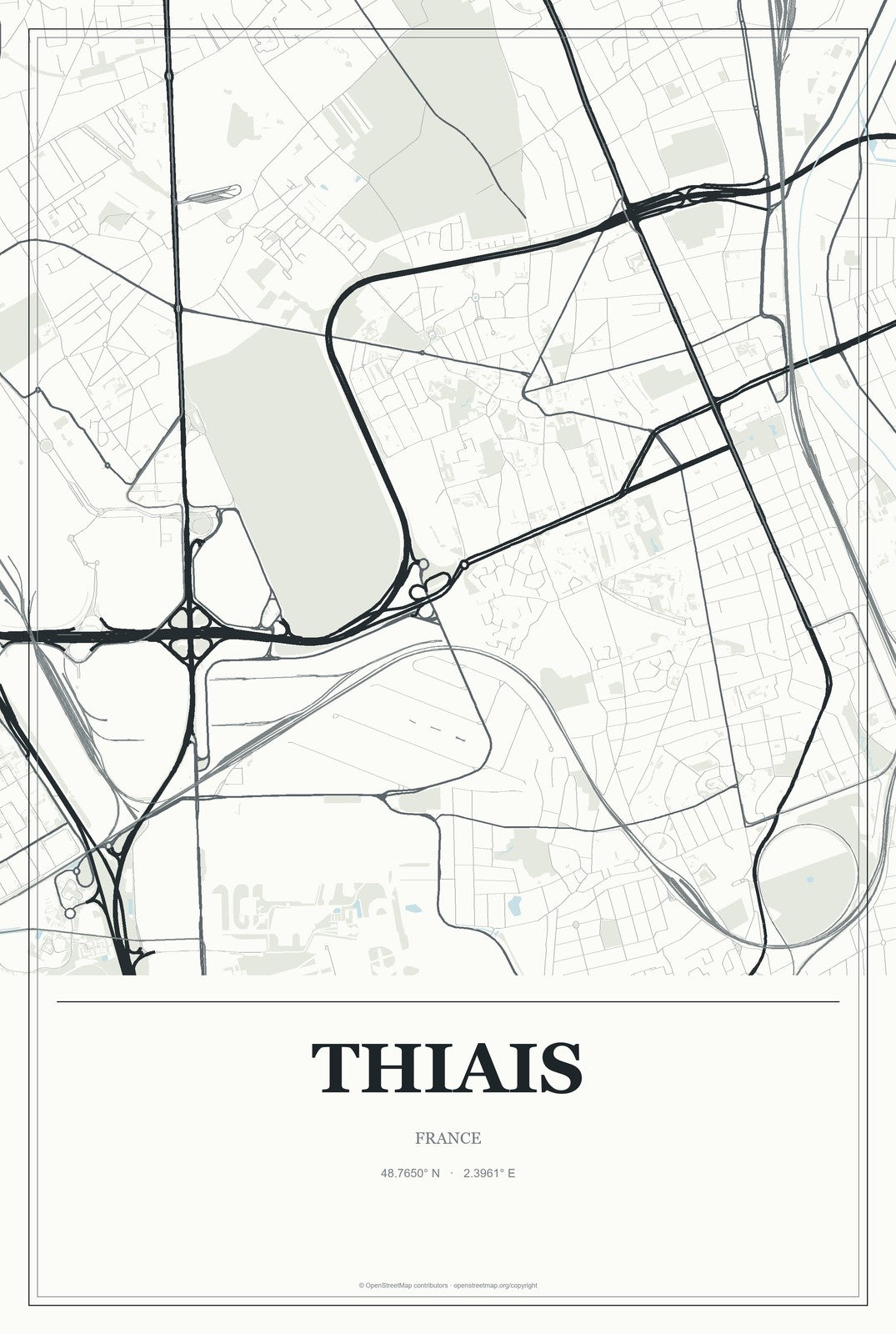 Thiais, France City Map Aluminum Sign in Gallery Air style