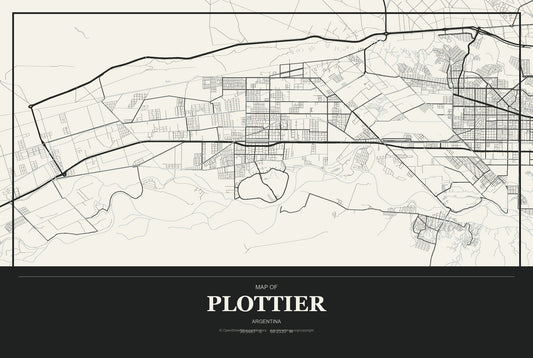 Plottier, Argentina City Map Aluminum Sign in Museum Plaque style