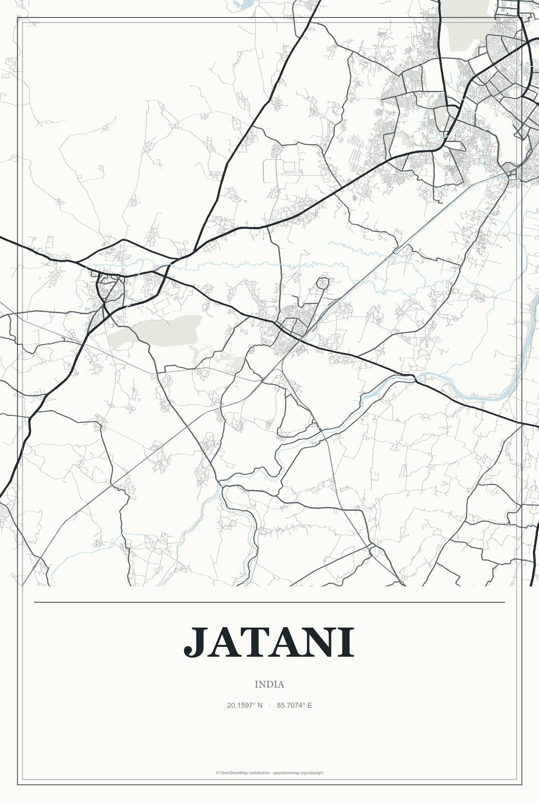 Jatani, India City Map Aluminum Sign in Gallery Air style