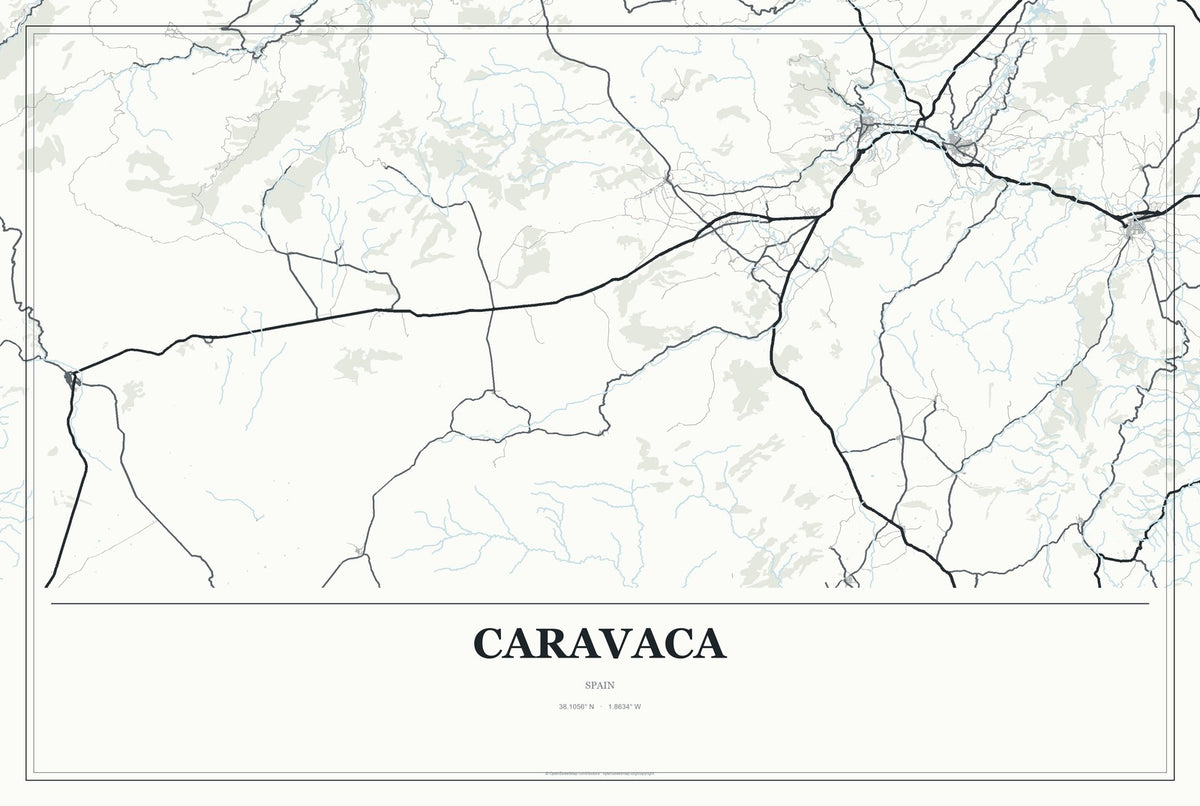 Caravaca, Spain City Map Aluminum Sign in Gallery Air style