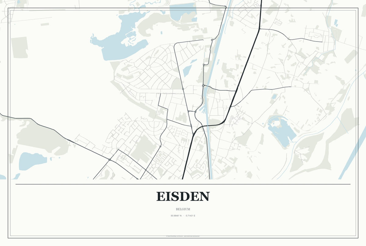 Eisden, Belgium City Map Aluminum Sign in Gallery Air style