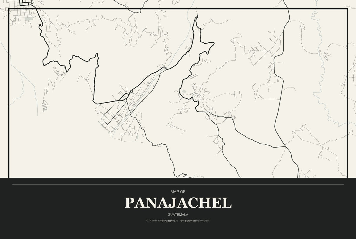 Panajachel, Guatemala City Map Aluminum Sign in Museum Plaque style