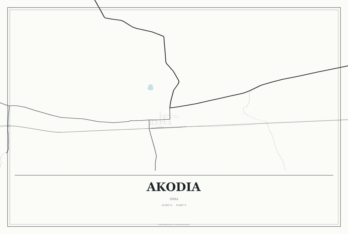 Akodia, India City Map Aluminum Sign in Gallery Air style