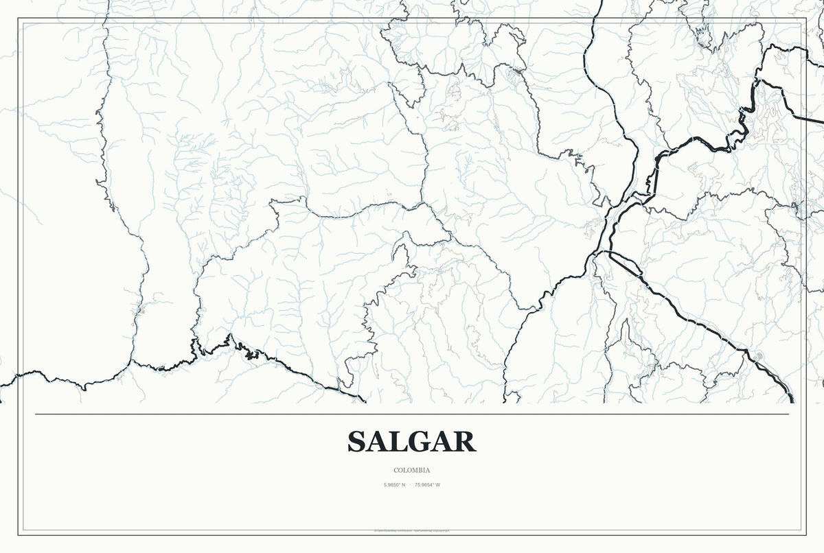 Salgar, Colombia City Map Aluminum Sign in Gallery Air style