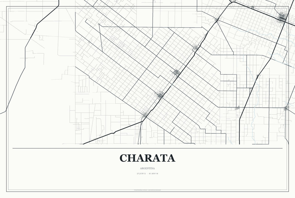Charata, Argentina City Map Aluminum Sign in Gallery Air style
