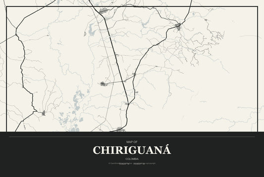 Chiriguaná, Colombia City Map Aluminum Sign in Museum Plaque style