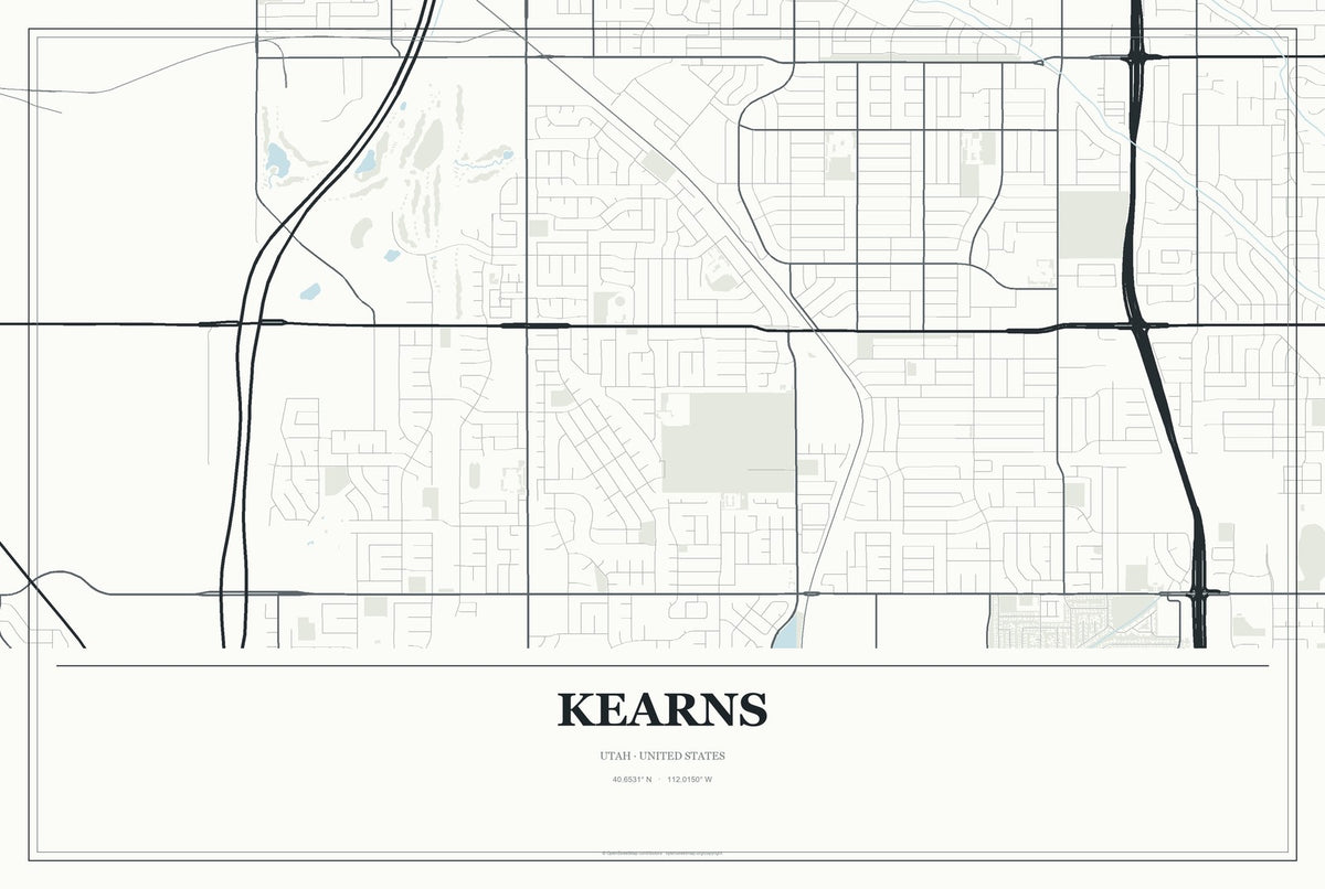 Kearns, Utah City Map Aluminum Sign in Gallery Air style