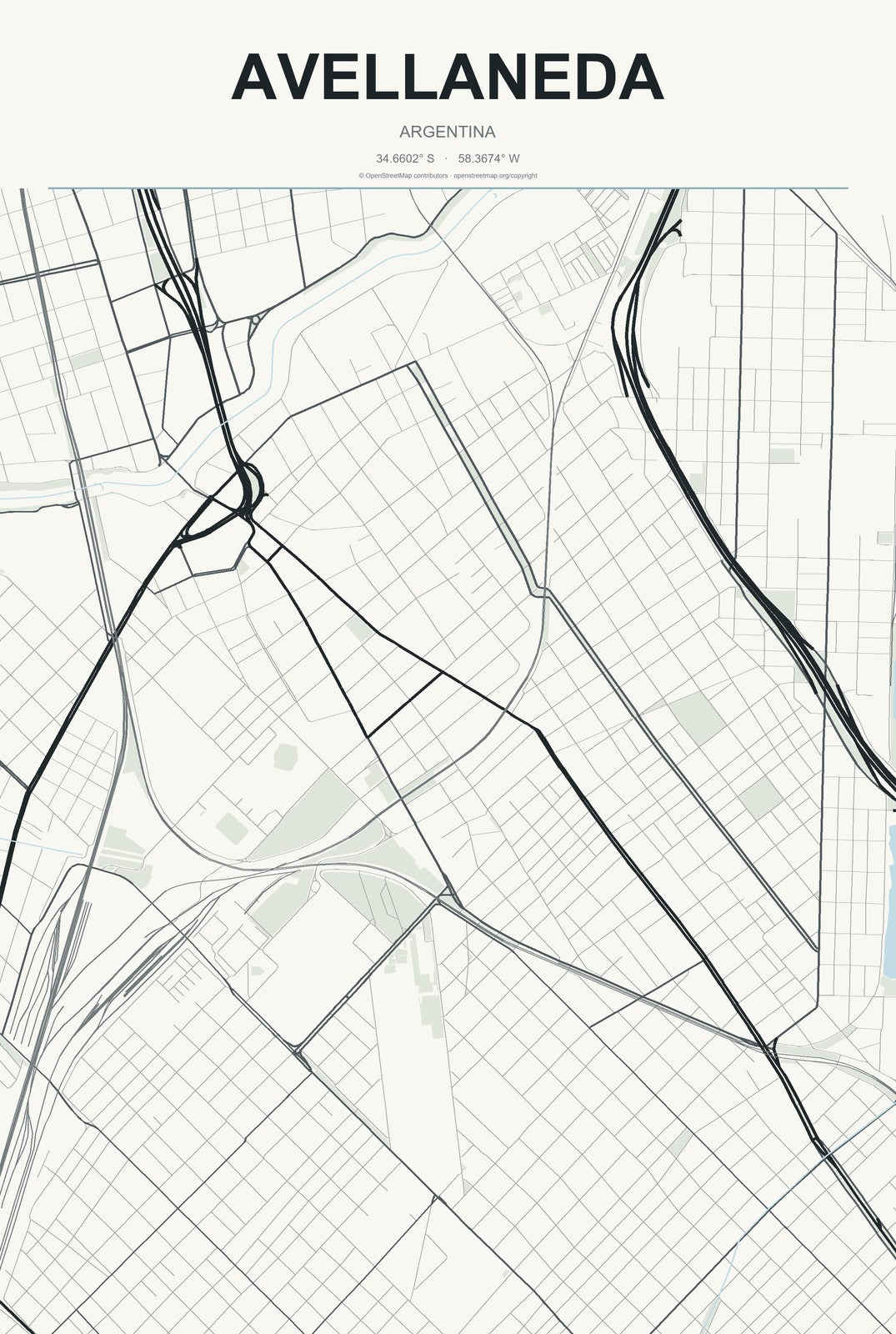 Avellaneda, Buenos Aires, Argentina City Map Aluminum Sign in Headline Atlas style