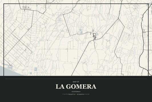 La Gomera, Guatemala City Map Aluminum Sign in Museum Plaque style