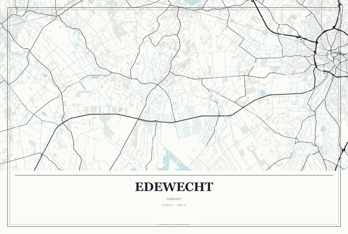 Edewecht, Germany City Map Aluminum Sign in Gallery Air style