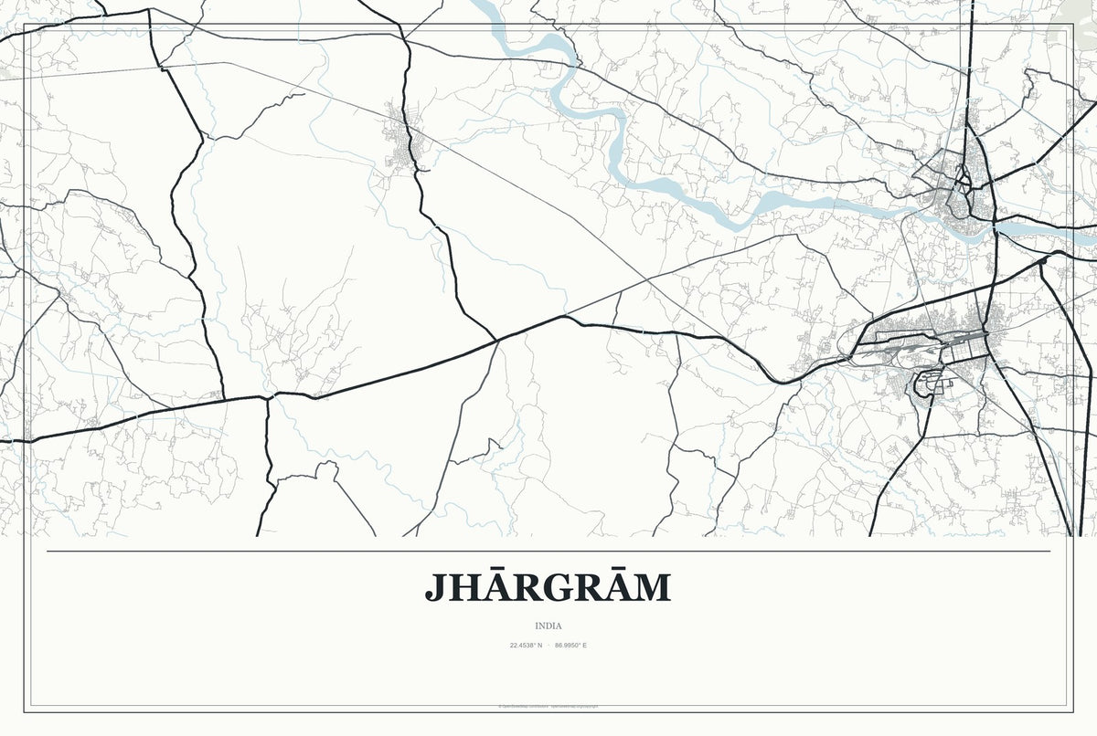 Jhārgrām, India City Map Aluminum Sign in Gallery Air style