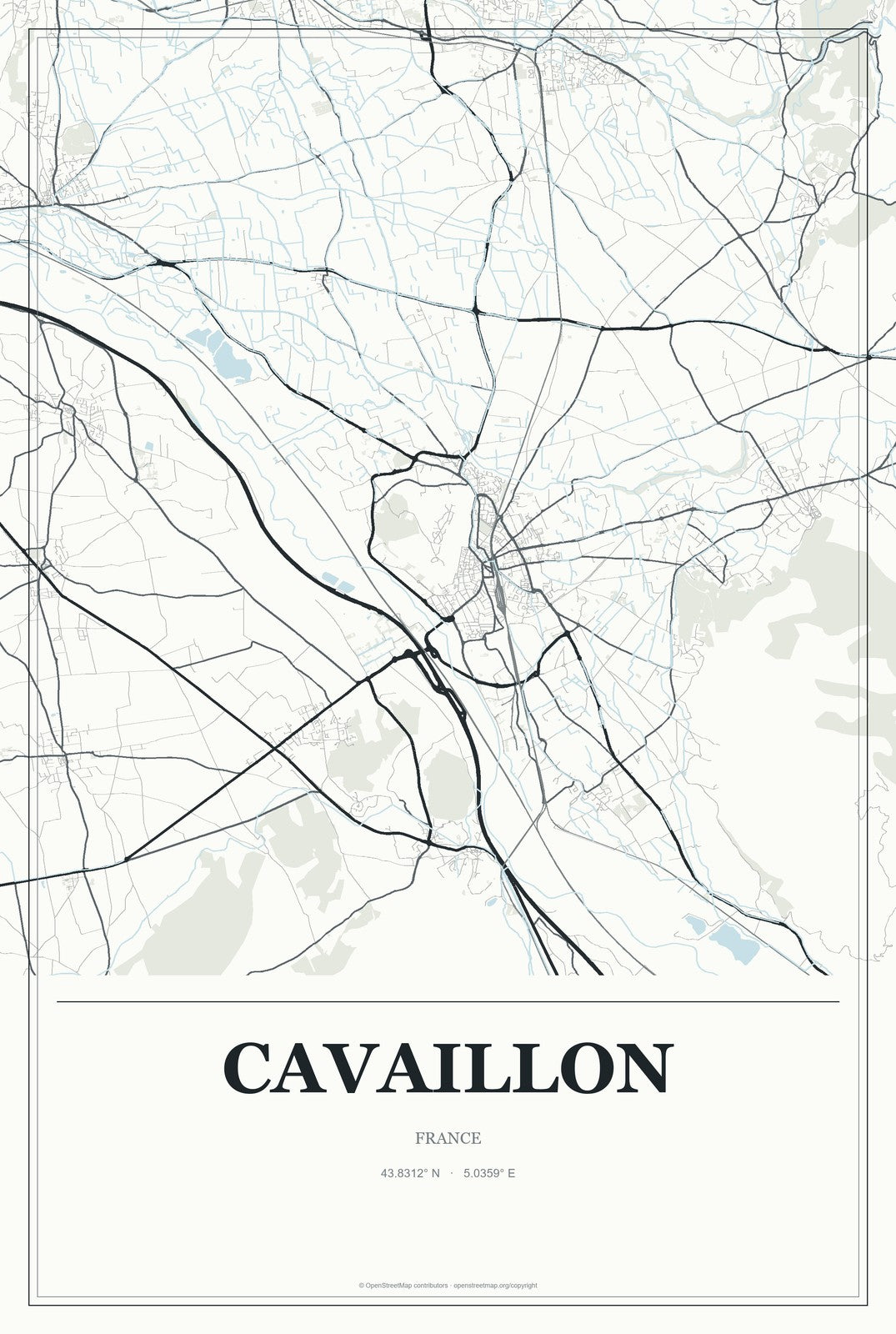 Cavaillon, France City Map Aluminum Sign in Gallery Air style