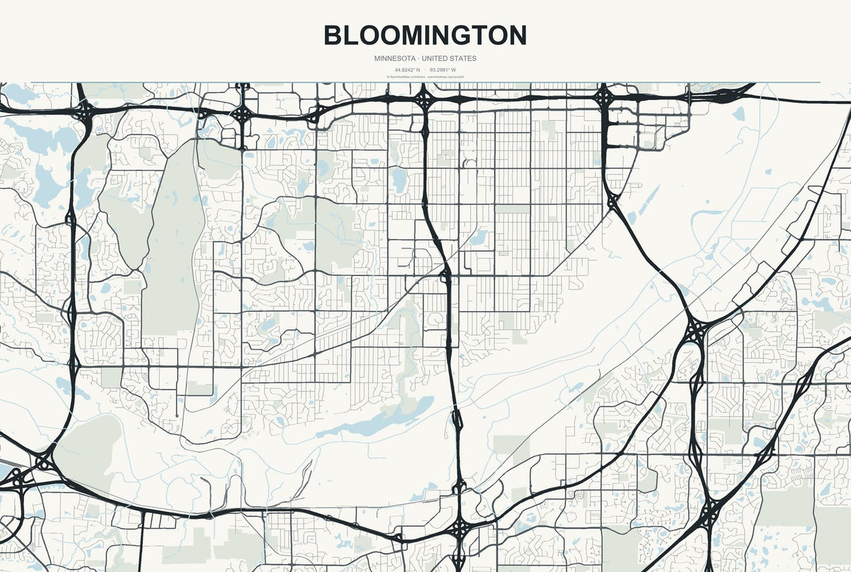 Bloomington, Minnesota City Map Aluminum Sign in Headline Atlas style