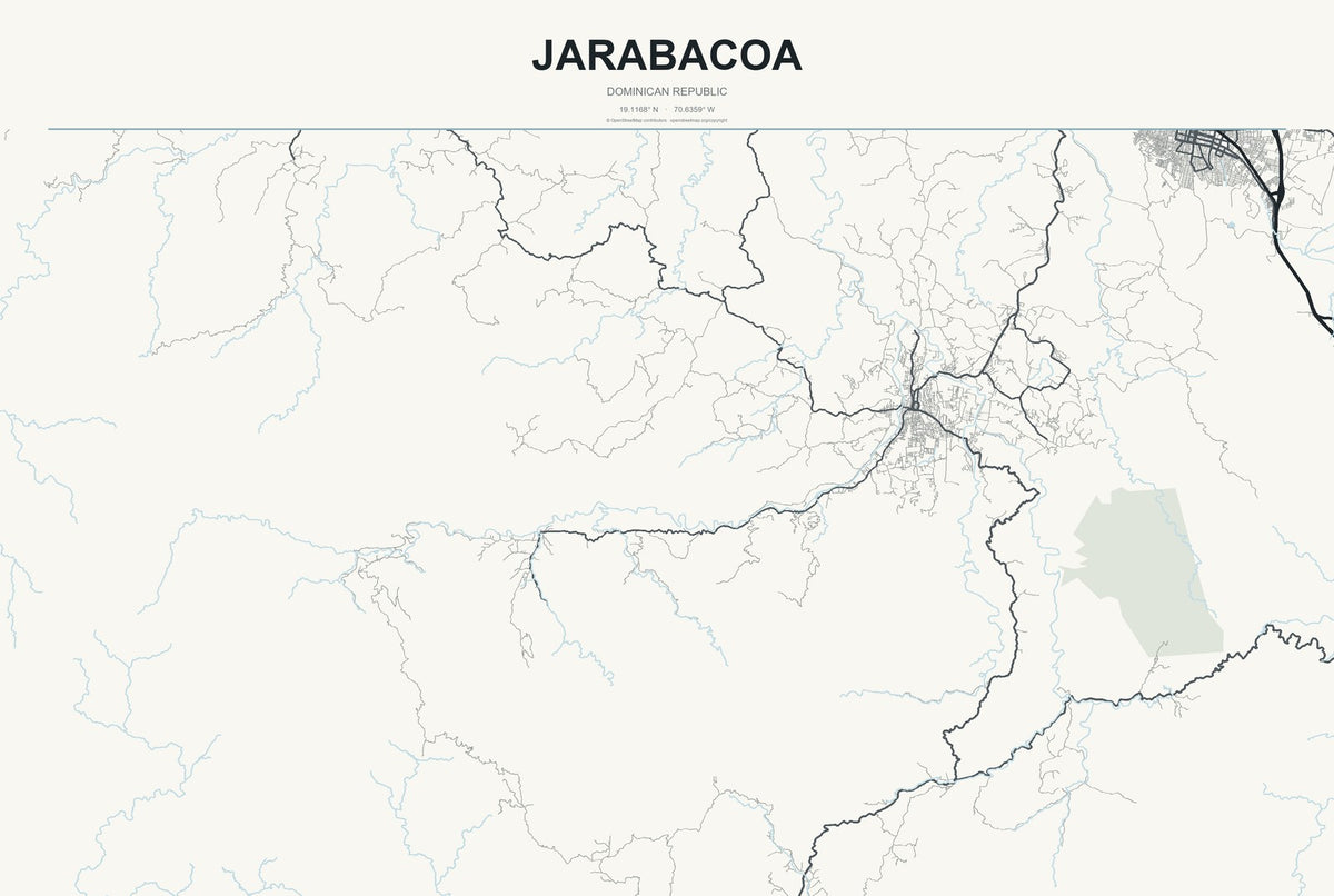 Jarabacoa, Dominican Republic City Map Aluminum Sign in Headline Atlas style