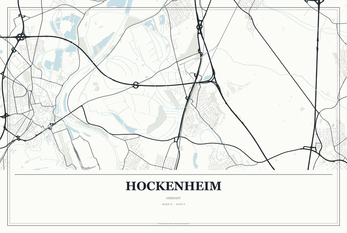 Hockenheim, Germany City Map Aluminum Sign in Gallery Air style