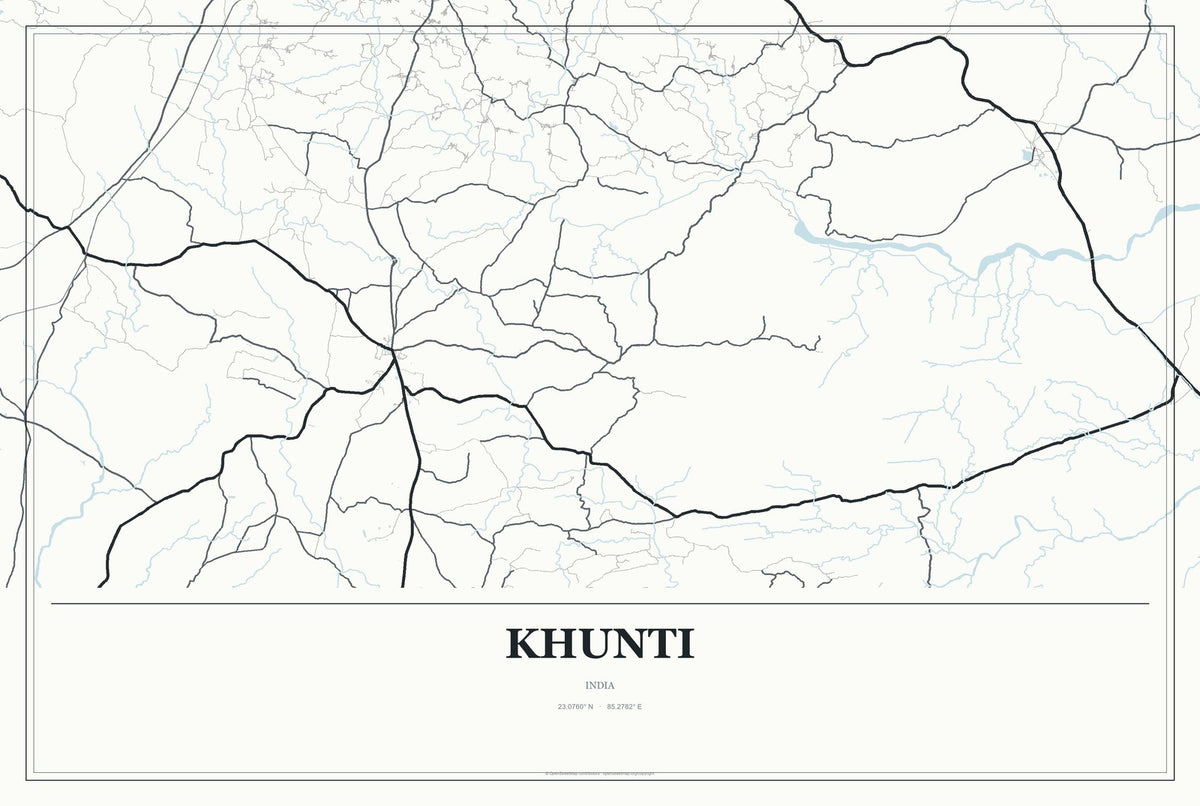 Khunti, India City Map Aluminum Sign in Gallery Air style