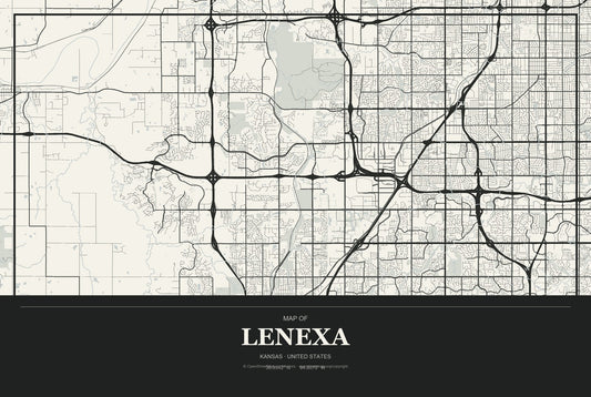 Lenexa, Kansas City Map Aluminum Sign in Museum Plaque style