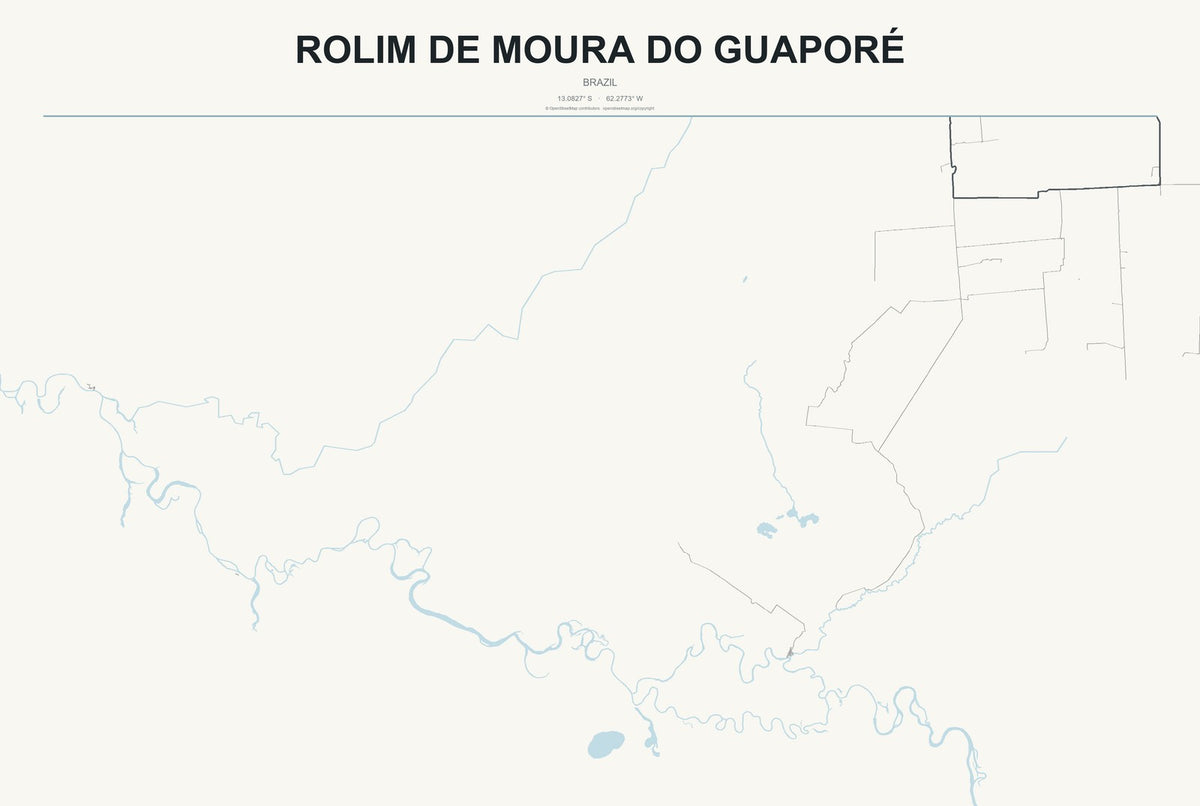 Rolim de Moura do Guaporé, Brazil City Map Aluminum Sign in Headline Atlas style