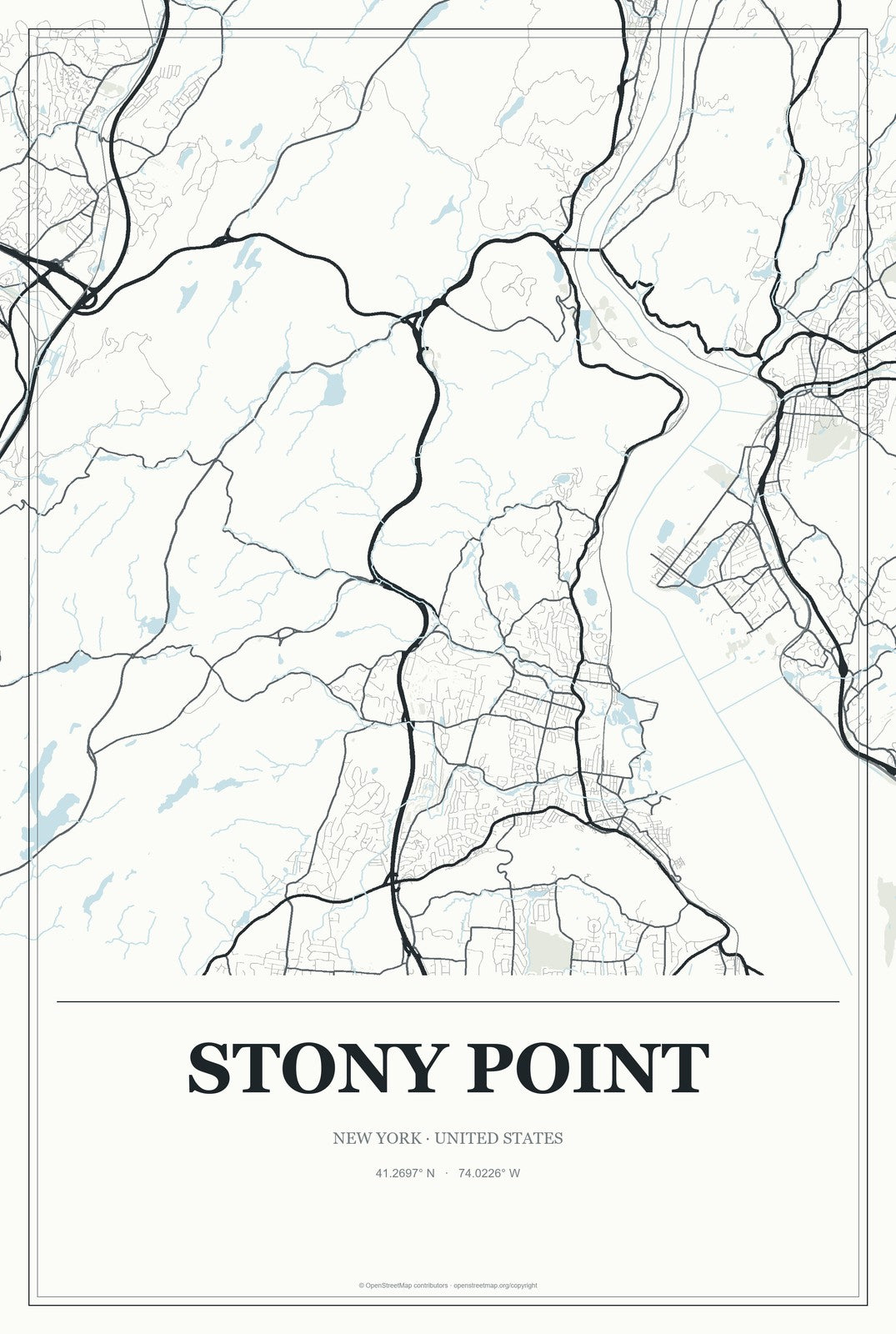 Stony Point, New York City Map Aluminum Sign in Gallery Air style