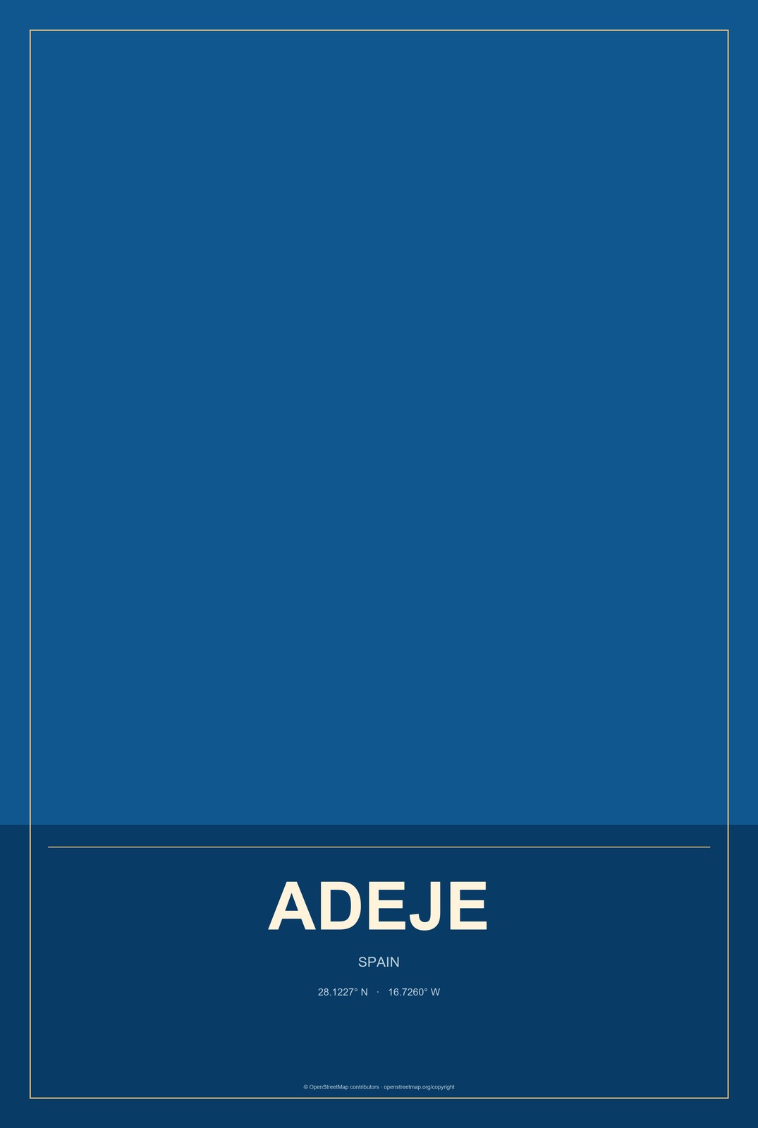 Adeje, Spain City Map Aluminum Sign in Harbor Cobalt style