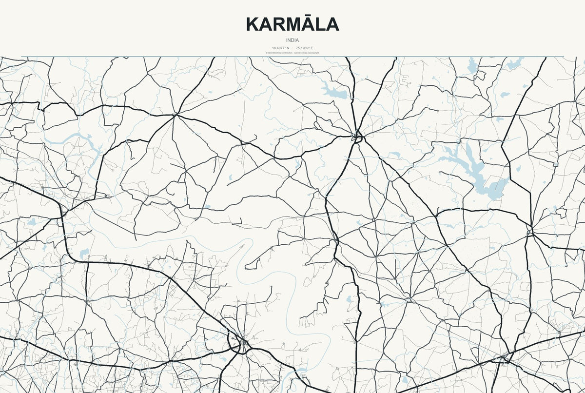 Karmāla, India City Map Aluminum Sign in Headline Atlas style