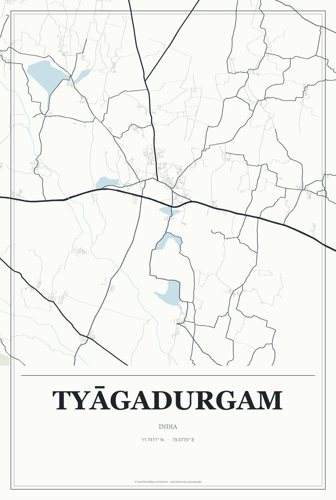 Tyāgadurgam, India City Map Aluminum Sign in Gallery Air style