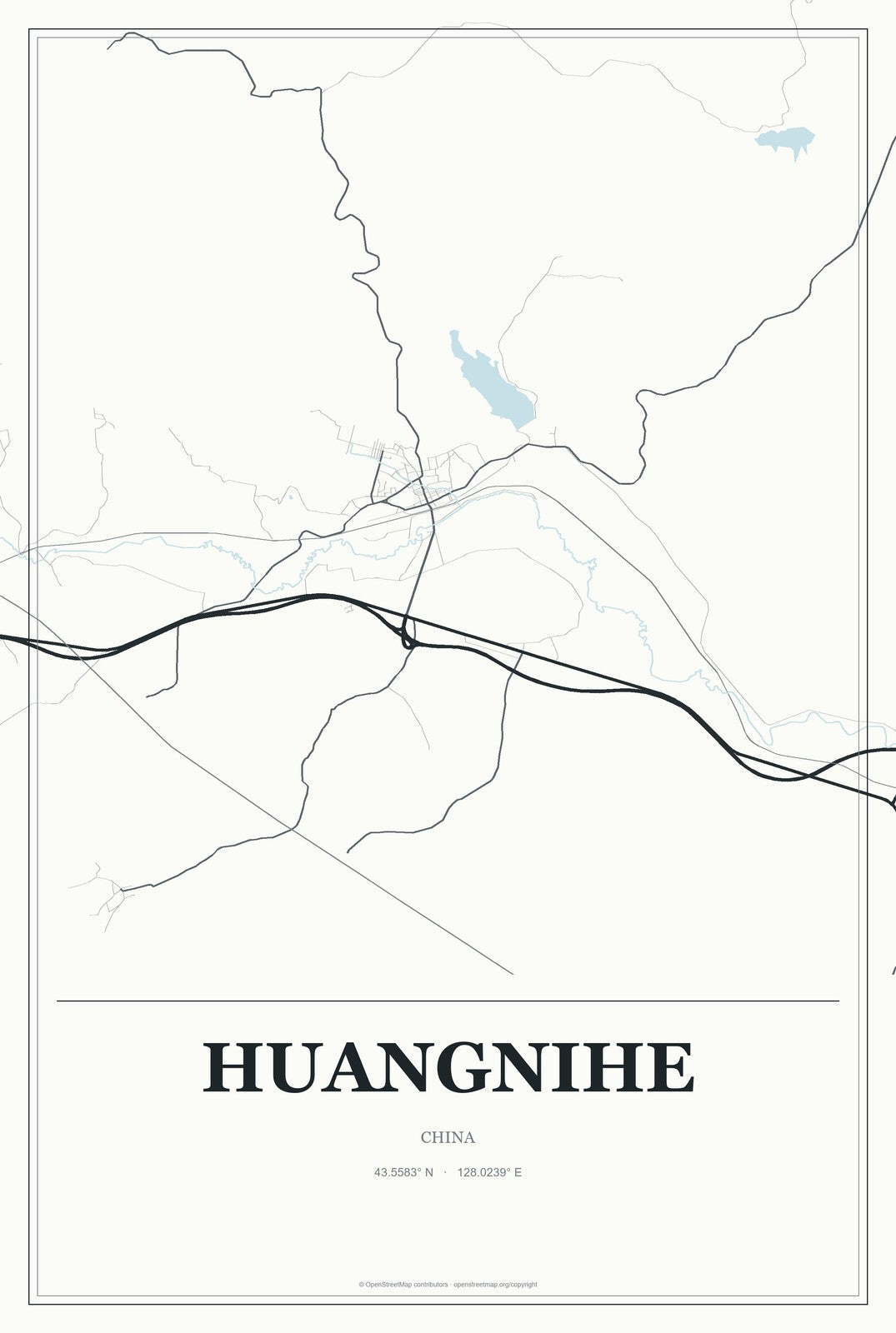 Huangnihe, China City Map Aluminum Sign in Gallery Air style