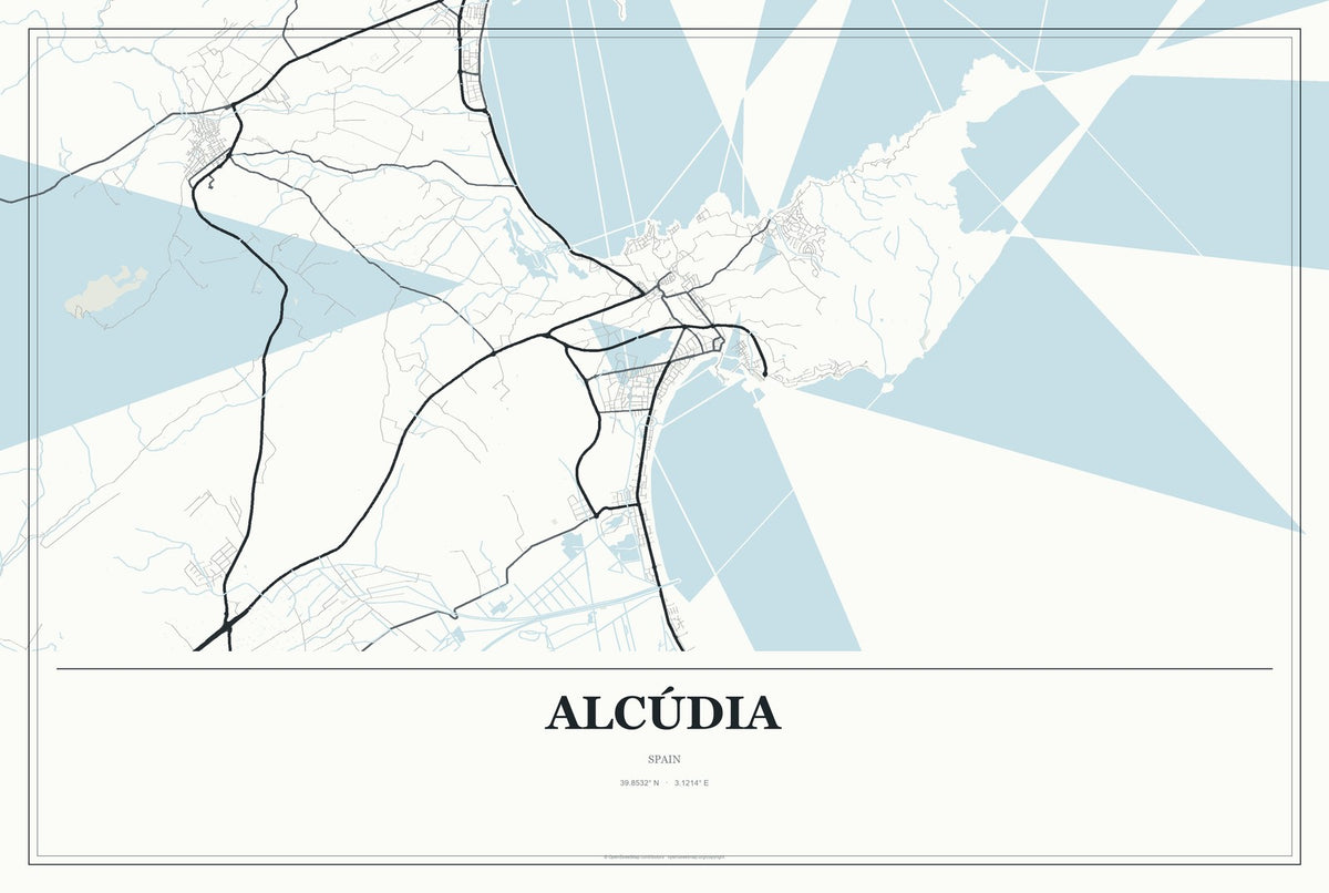 Alcúdia, Spain City Map Aluminum Sign in Gallery Air style