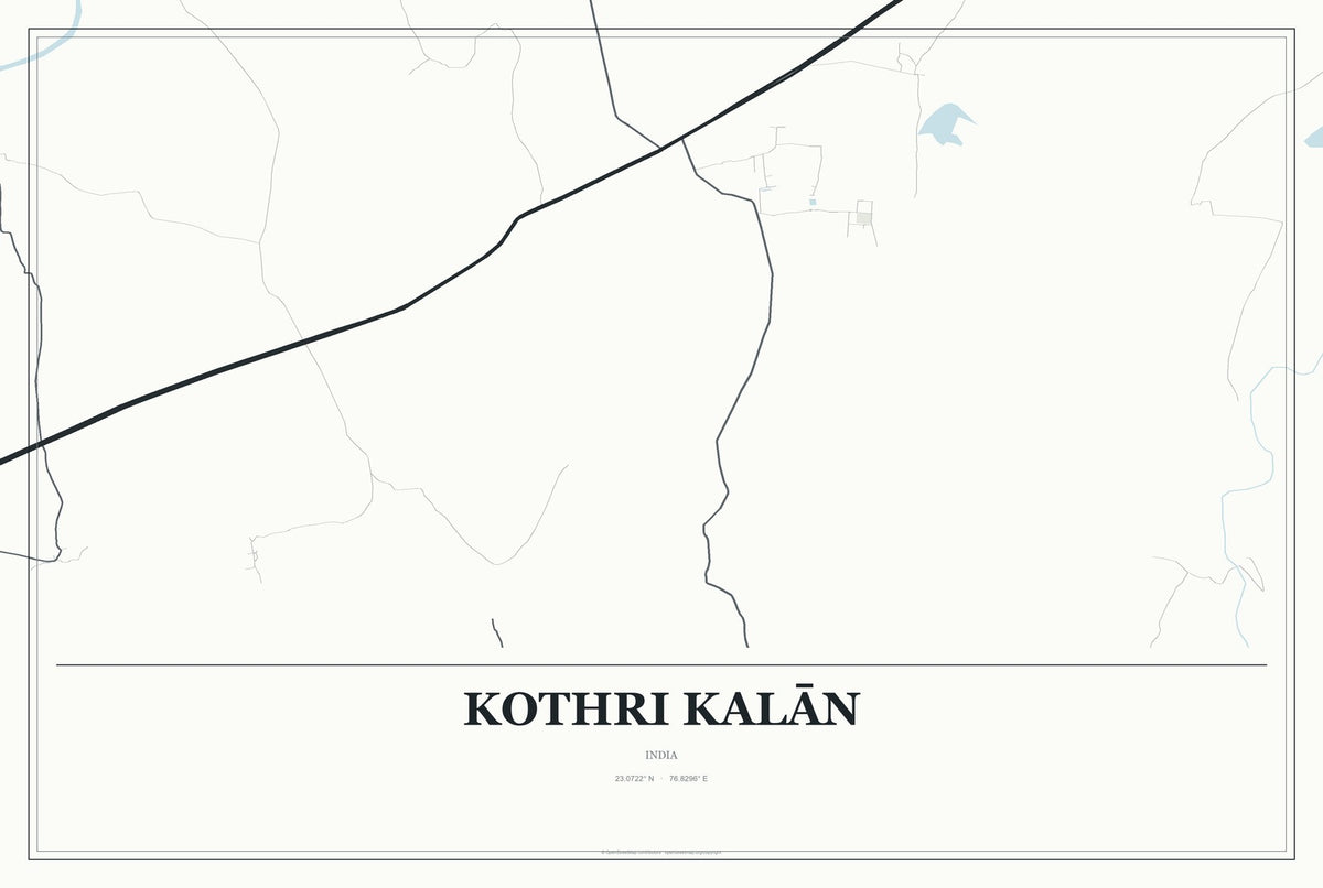Kothri Kalān, India City Map Aluminum Sign in Gallery Air style
