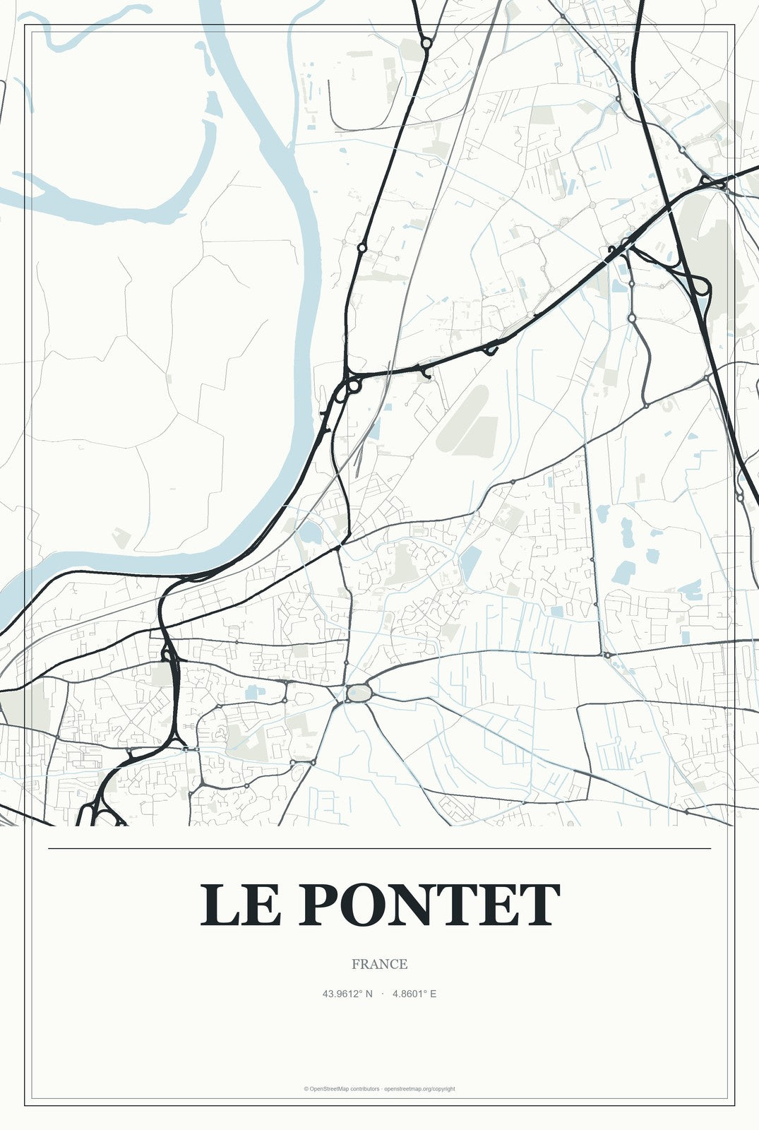 Le Pontet, France City Map Aluminum Sign in Gallery Air style
