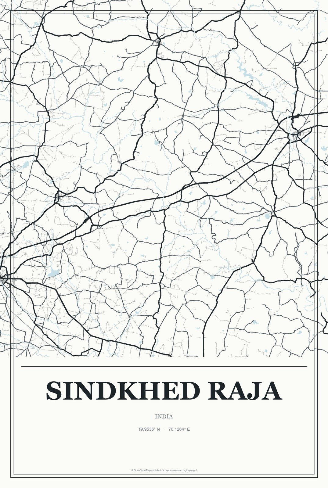 Sindkhed Raja, India City Map Aluminum Sign in Gallery Air style