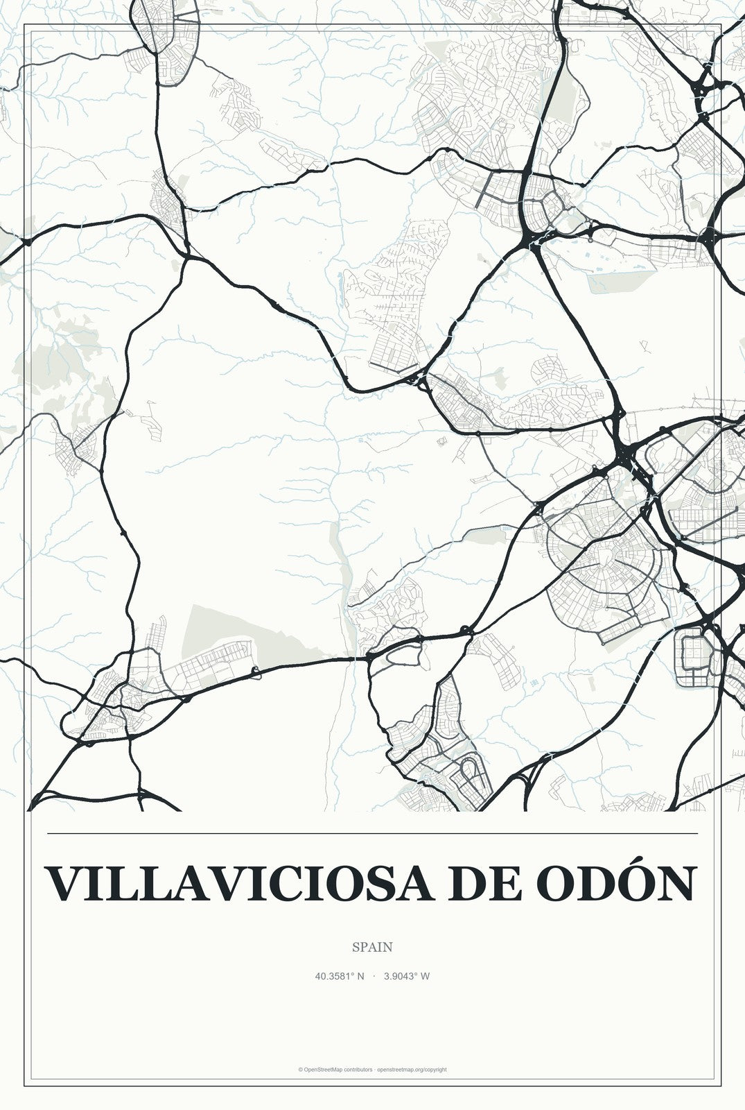 Villaviciosa de Odón, Spain City Map Aluminum Sign in Gallery Air style