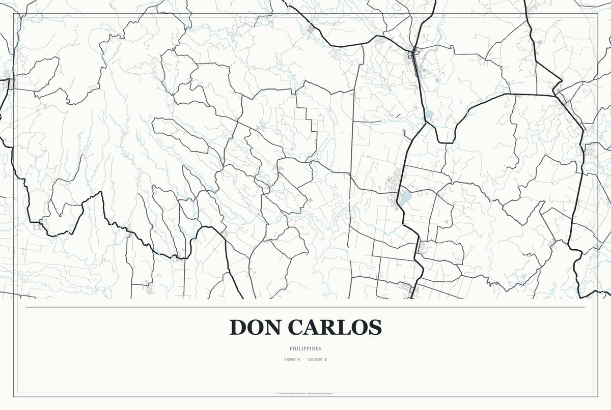 Don Carlos, Philippines City Map Aluminum Sign in Gallery Air style