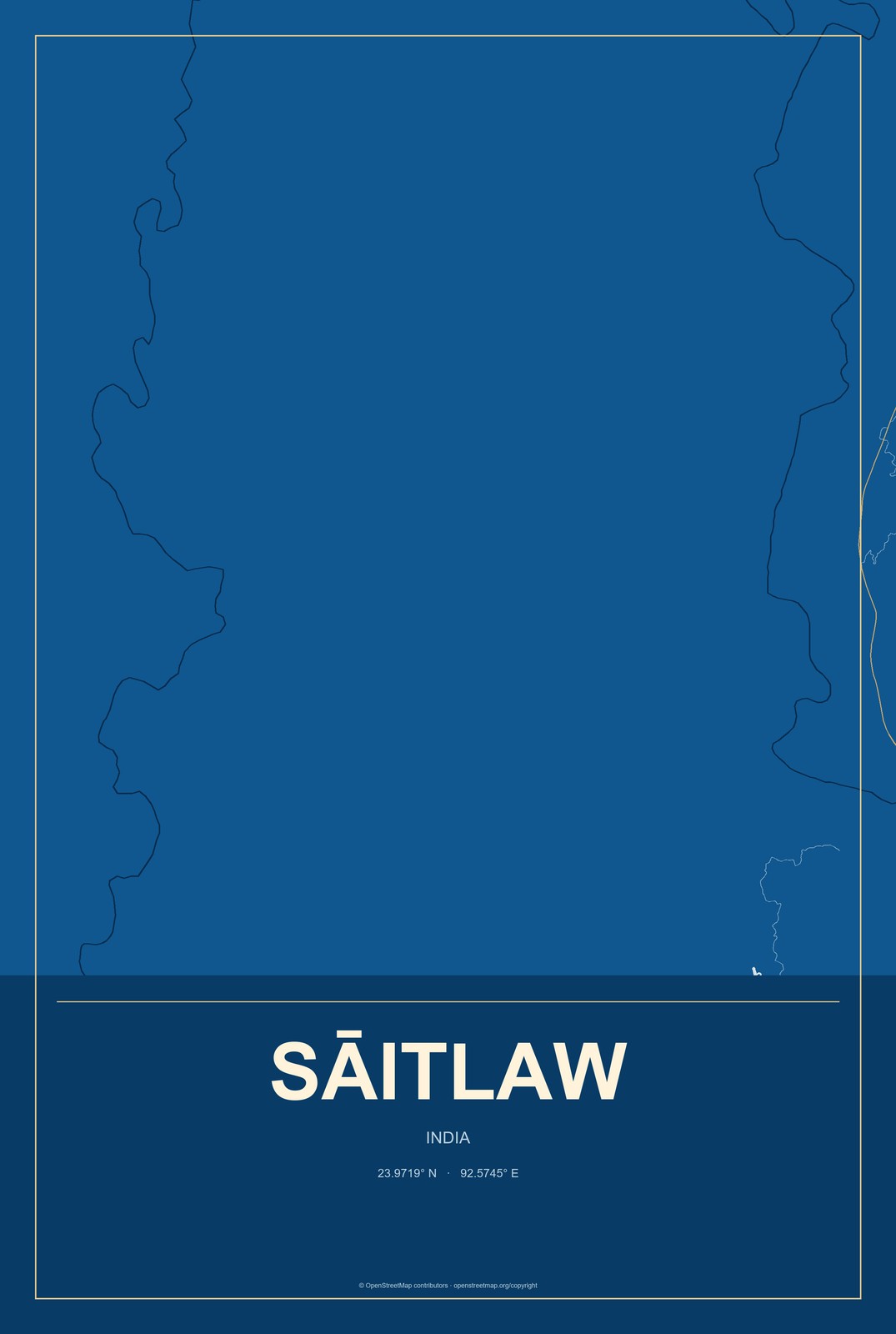 Sāitlaw, India City Map Aluminum Sign in Harbor Cobalt style