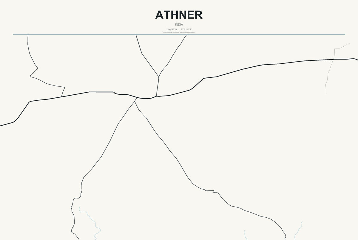 Athner, India City Map Aluminum Sign in Headline Atlas style
