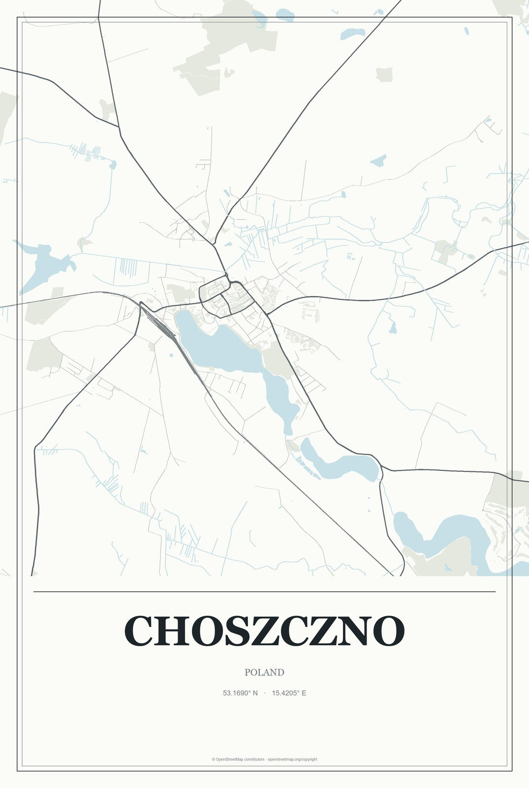 Choszczno, Poland City Map Aluminum Sign in Gallery Air style