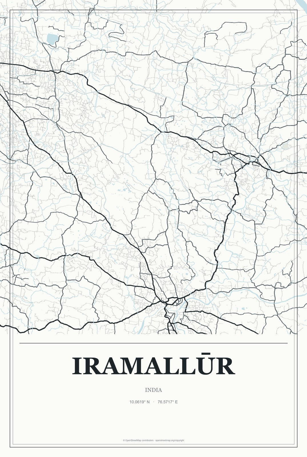 Iramallūr, India City Map Aluminum Sign in Gallery Air style